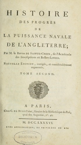 Cover for Histoire des progrès de la puissance navale de l'Angleterre