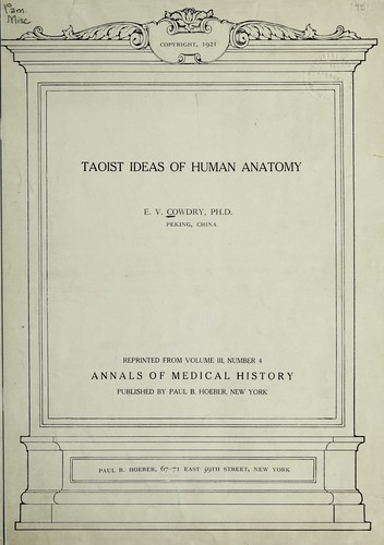 Cover for Taoist ideas of human anatomy
