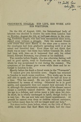 Cover for Frederick Engels