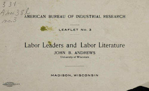Cover for Leaflet ...