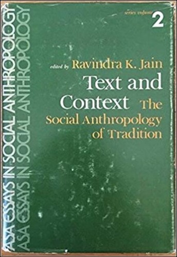 Cover for Text and context. The social anthropology of tradition