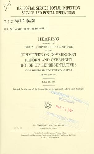 Cover for U.S. Postal Service Postal Inspection Service and postal operations