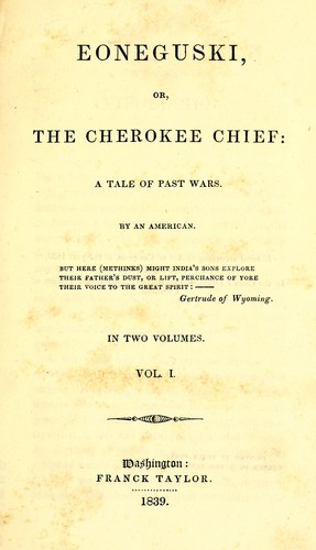 Cover for Eoneguski, or, The Cherokee chief