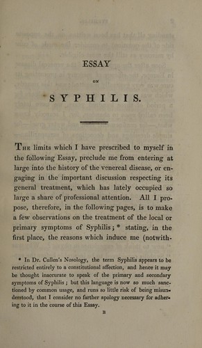 Cover for An essay on syphilis