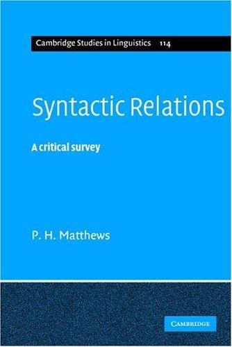 Cover for Syntactic Relations