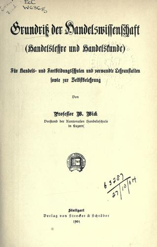Cover for Grundrisz der Handelswissenschaft