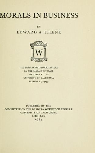 Cover for Morals in business