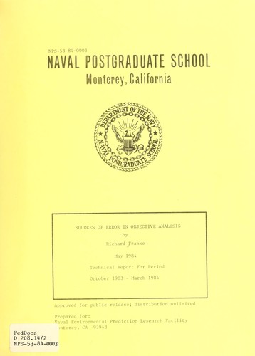 Cover for Sources of error in objective analysis