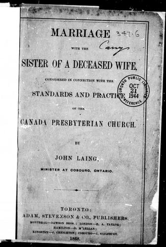 Cover for Marriage with the sister of a deceased wife