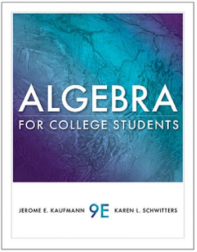 Cover for Algebra for college students