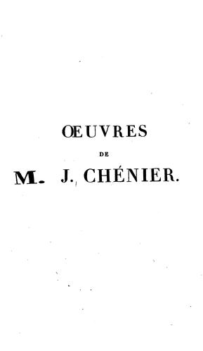 Cover for Œuvres de M.J. Chénier ...