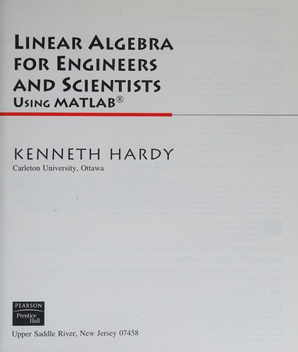 Cover for Linear algebra for engineers and scientists using MATLAB