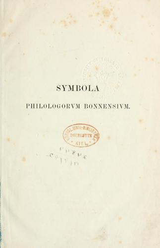 Cover for Symbola philologorum Bonnensium in honorem Friderici Ritschelii collecta.