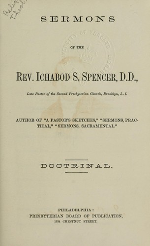 Cover for Sermons of Rev. Ichabod S. Spencer