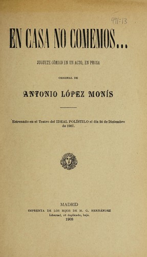 Cover for En casa no comemos ...