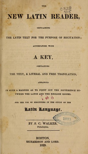 Cover for The new Latin reader...