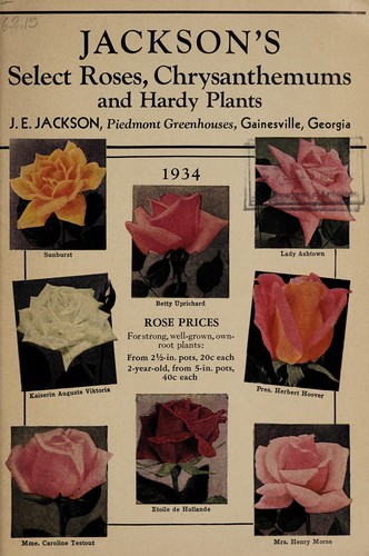 Cover for Jackson's select roses, chrysanthemums and hardy plants, 1934