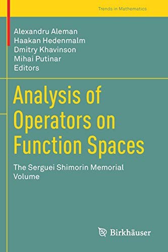 Cover for Analysis of Operators on Function Spaces