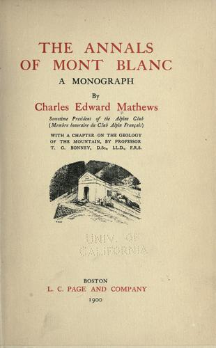 Cover for The annals of Mont Blanc