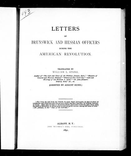 Cover for Letters of Brunswick and Hessian officers during the American revolution
