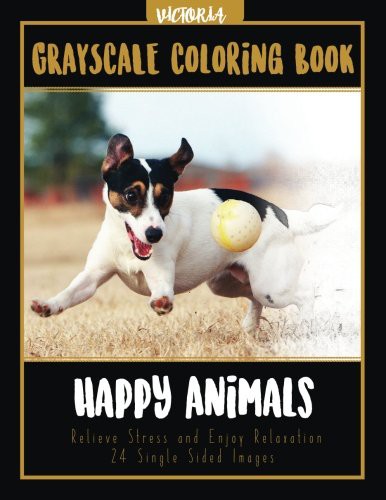 Cover for Happy Animals Grayscale Coloring Book