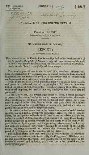 Cover for Report to accompany bill S. no. 52