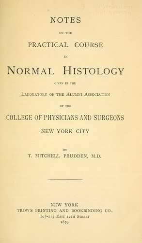 Cover for Notes on the practical course in normal histology