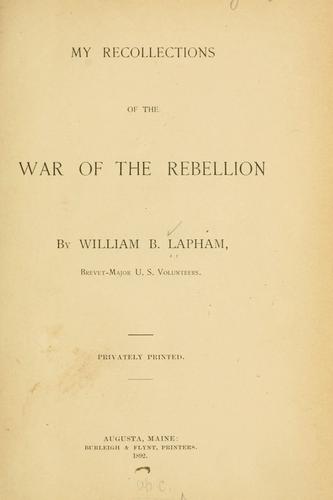 Cover for My recollections of the war of the rebellion