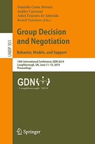 Cover for Group Decision and Negotiation : Behavior, Models, and Support