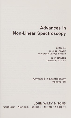 Cover for Advances in non-linear spectroscopy