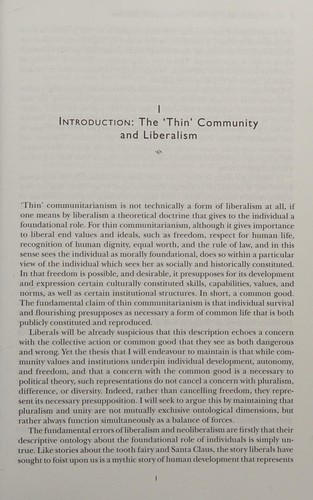 Cover for Toward a Global "Thin" Community