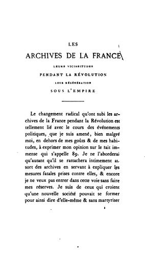 Cover for Les archives de la France