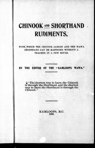 Cover for Chinook and shorthand rudiments