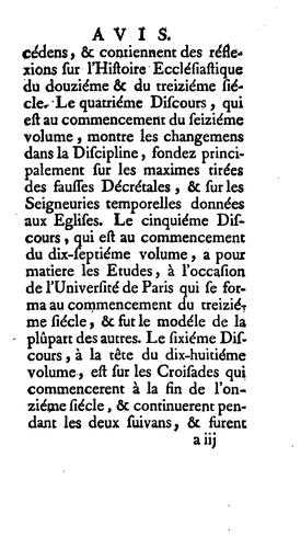 Cover for Discours sur l'Histoire ecclésiastique...