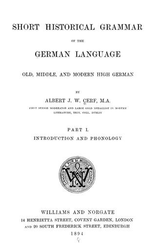 Cover for Short historical grammar of the German language