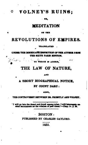Cover for Volney's Ruins: Or, Meditation on the Revolutions of Empires