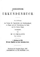 Cover for Siegener Urkundenbuch