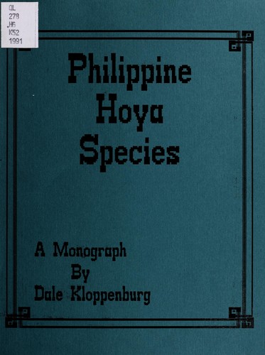 Cover for Phillipine Hoya species