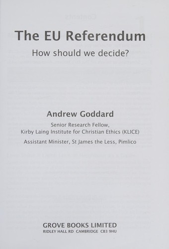 Cover for The EU referendum
