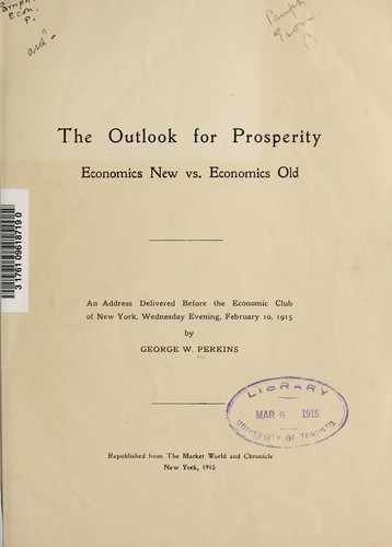 Cover for The outlook for prosperity-