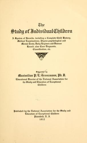 Cover for The study of individual children