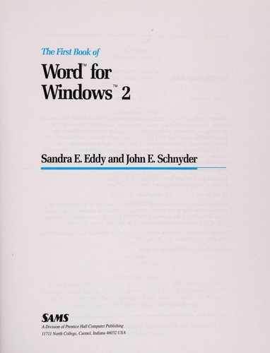 Cover for The first book of Word for Windows 2