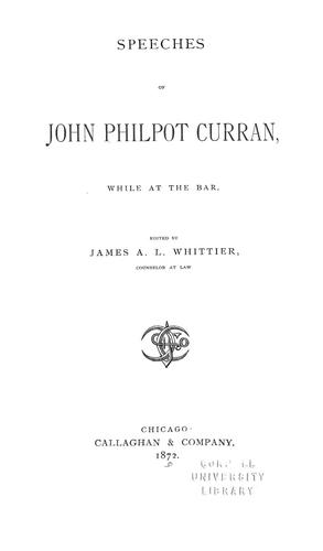 Cover for Speeches of John Philpot Curran while at the bar