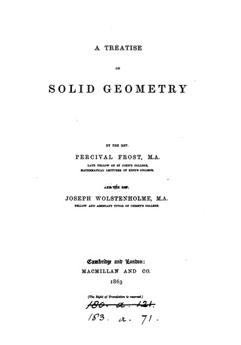 Cover for A treatise on solid geometry