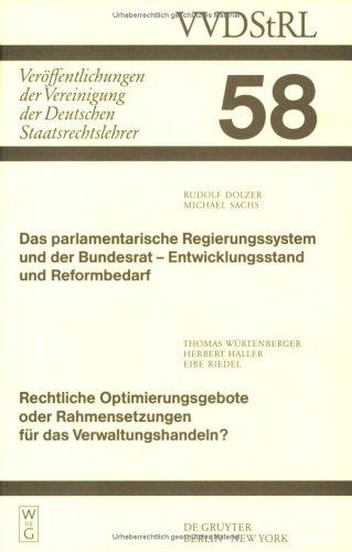 Cover for Das Parlamentarische Regierungssystem Und Der Bundersrat - Entwicklungsstand Und Reformbedarf