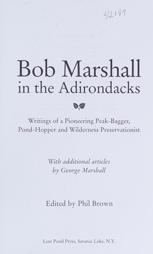 Cover for Bob Marshall in the Adirondacks