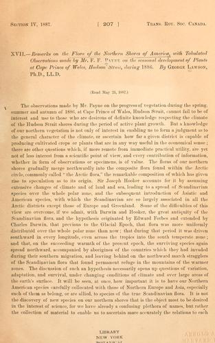 Cover for Remarks on the flora of the northern shores of America