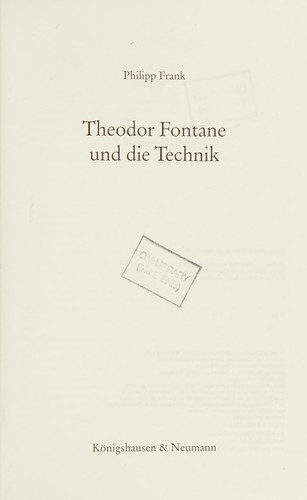 Cover for Theodor Fontane und die Technik