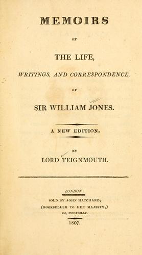 Cover for Memoirs of the life, writing, and correspondence of Sir William Jones.