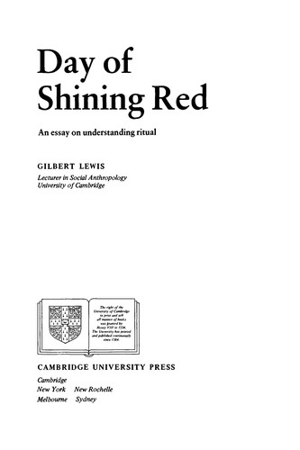 Cover for Day of Shining Red (Cambridge Studies in Social and Cultural Anthropology)